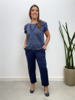 Calça Antônia suéde AZUL JEANS