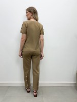 Calça Antônia Malha levemente Encorpada Castor