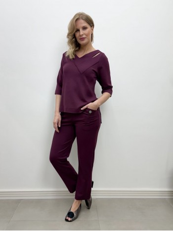 Calça Antônia Malha levemente Encorpada marsala