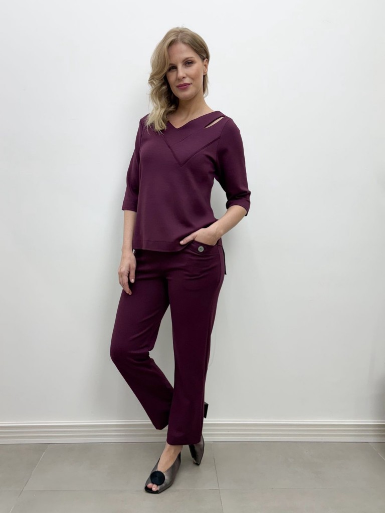 Calça Antônia Malha levemente Encorpada marsala