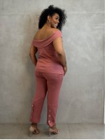 Calça Antônia Malha levemente Encorpada rosa antigo