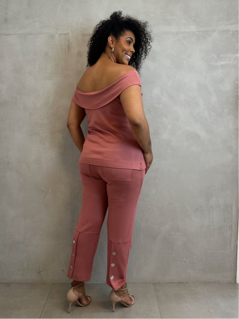 Calça Antônia Malha levemente Encorpada rosa antigo