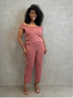 Calça Antônia Malha levemente Encorpada rosa antigo
