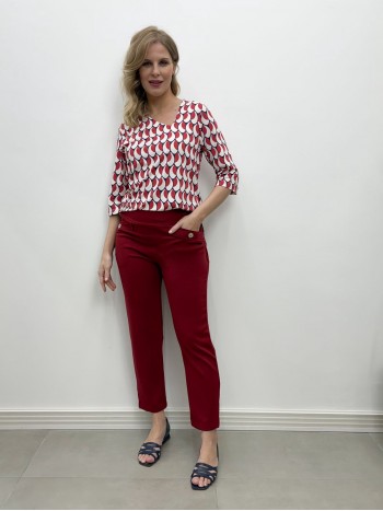 Calça Antônia Malha levemente Encorpada vermelho queimado