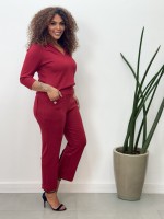 Calça Antônia Malha levemente Encorpada vermelho queimado