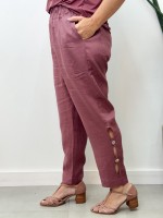CALÇA bEATRIZ em LINHO rosa antigo
