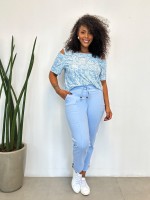 Calça Bia Malha Encorpada azul