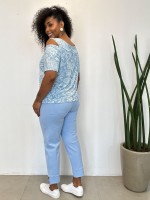 Calça Bia Malha Encorpada azul