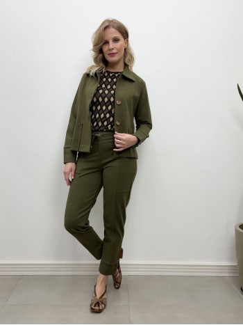 Calça Bia Malha Encorpada verde militar