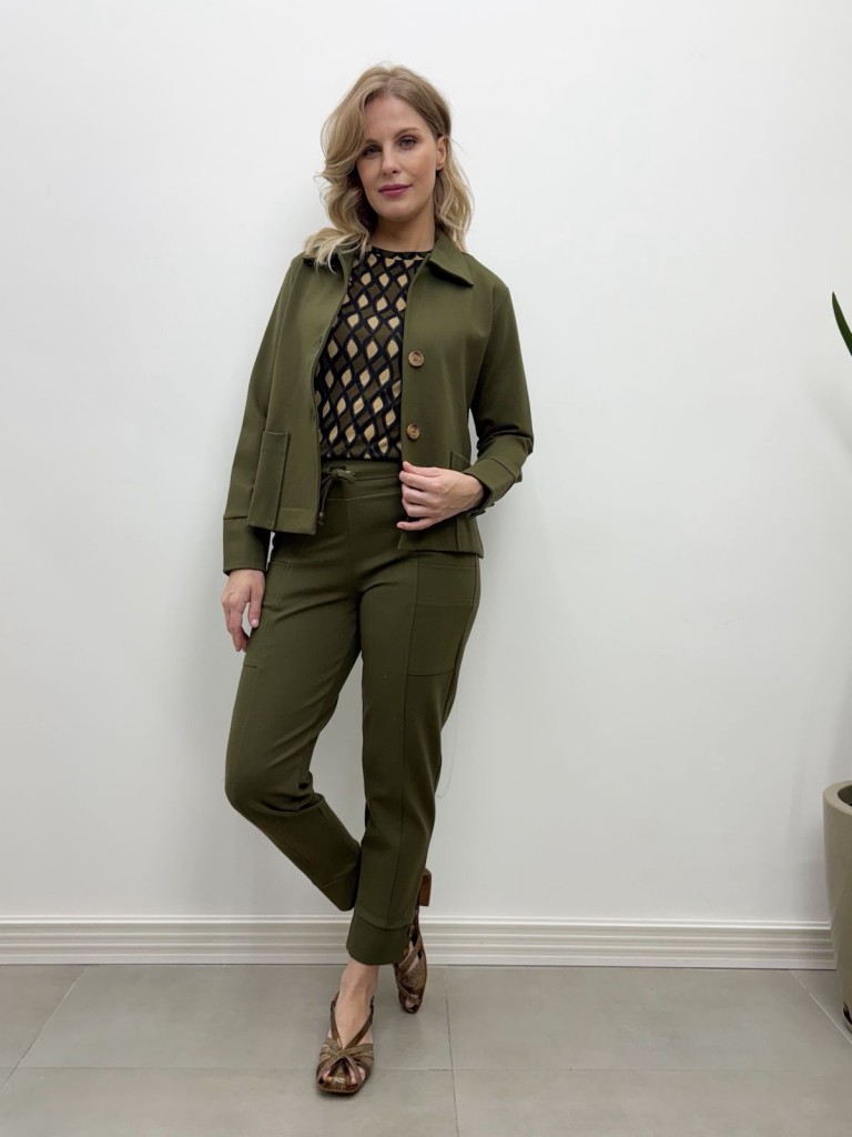 Calça Bia Malha Encorpada verde militar