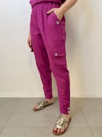 CALÇA angélica em LINHO fúcsia