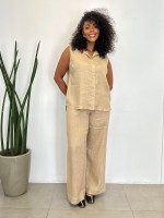 CALÇA Valquíria em LINHO areia