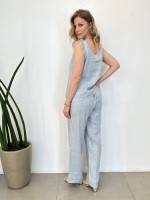 CALÇA Valquíria em LINHO azul bebê