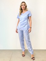 Calça sueli em cetim azul bebê