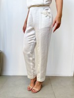 Calça sueli em cetim off-white