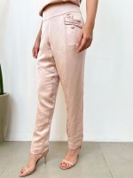 Calça sueli em cetim rosa