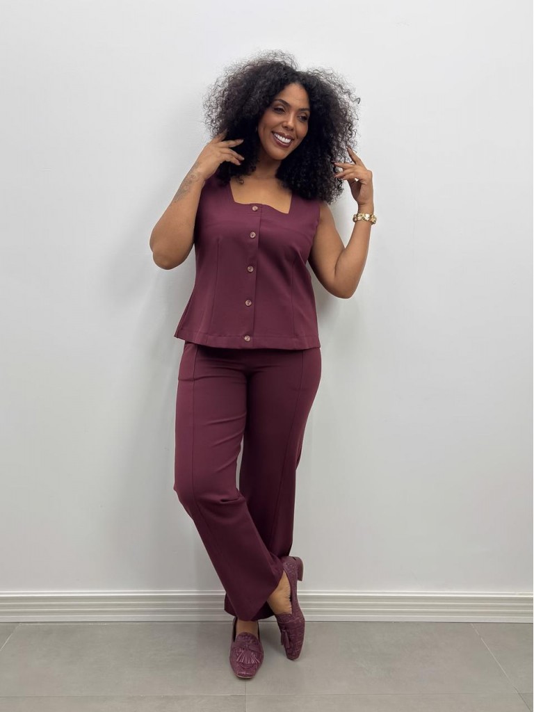 Calça juliana Malha encorpada MARSALA