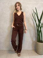 CALÇA ingrid MALHA LEVEMENTE ENCORPADA marrom café