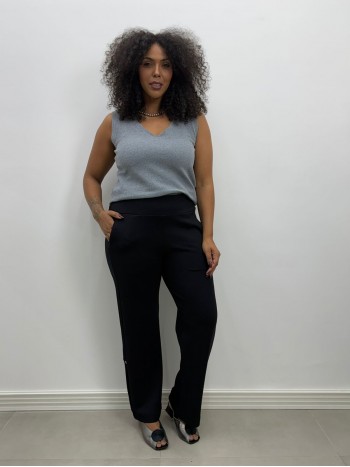 CALÇA sol malha levemente encorpada PRETA