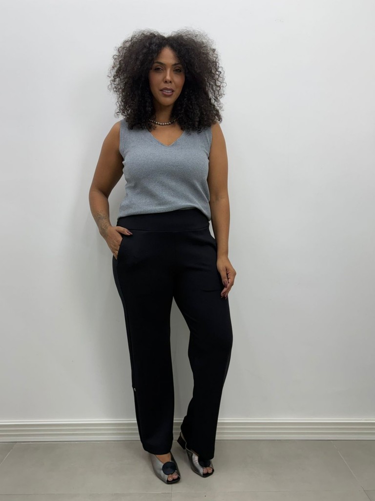 CALÇA sol malha levemente encorpada PRETA