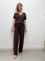 Calça IVONE Malha Encorpada marrom café