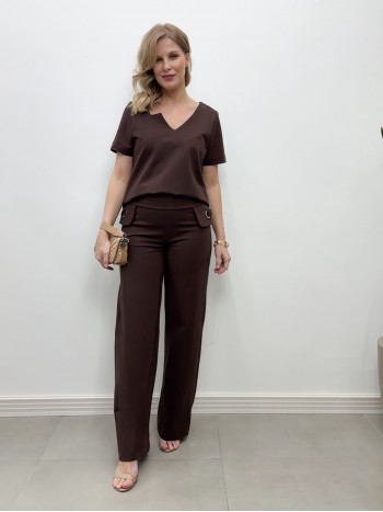 Calça IVONE Malha Encorpada marrom café