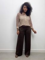 Calça pantalona Celina Malha levemente Encorpada marrom café 