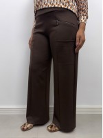 Calça pantalona Celina Malha levemente Encorpada marrom café 