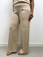 Calça pantalona Celina Malha levemente Encorpada café c/ leite