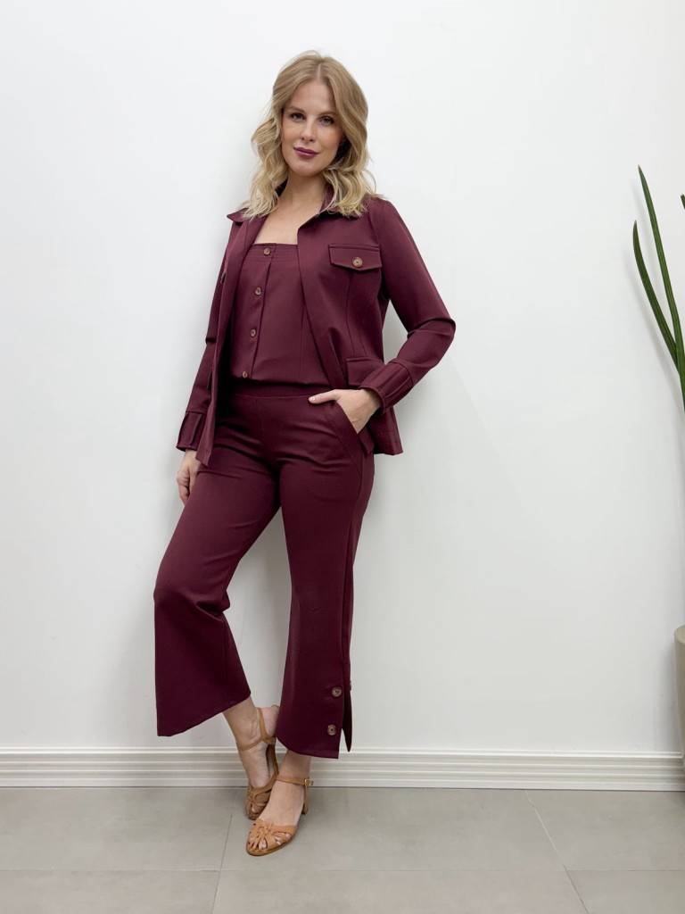 Calça PANTACOURT Malha Encorpada marsala