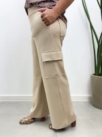 Calça pantalona Helena Malha levemente Encorpada café c/ leite