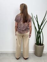 Calça pantalona Helena Malha levemente Encorpada café c/ leite