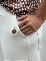 Calça PANTACOURT ISADORA Malha LEVEMENTE Encorpada OFF-WHITE