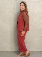 Calça PANTACOURT ISADORA Malha LEVEMENTE Encorpada TERRACOTA