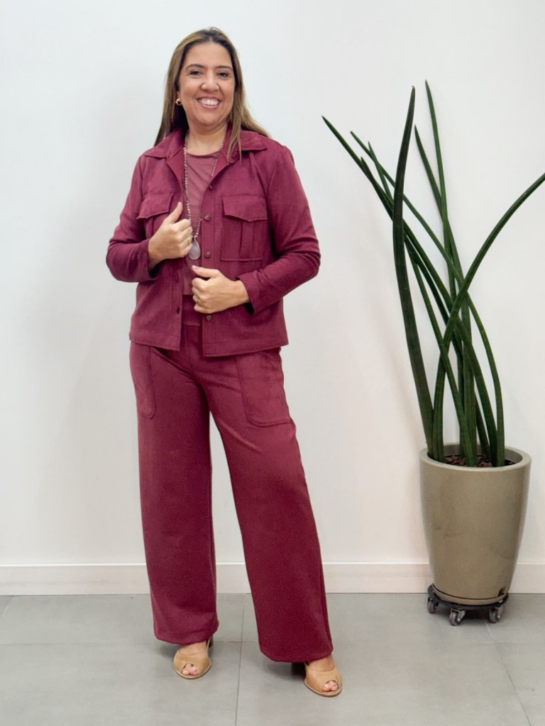 Calça Magali suéde marsala
