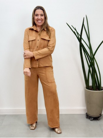 Calça Magali suéde camelo