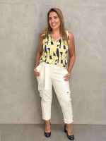 Calça cibele Malha Encorpada off-white