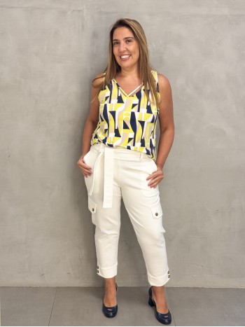 Calça cibele Malha Encorpada off-white