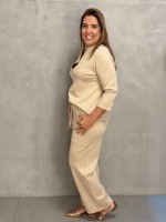 Calça ISINHA Malha  levemente Encorpada cAFÉ C/ LEITE