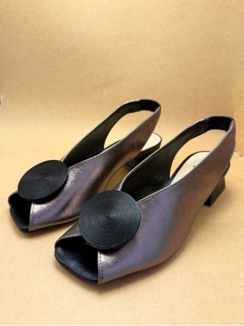 peep toe chumbo metalizado