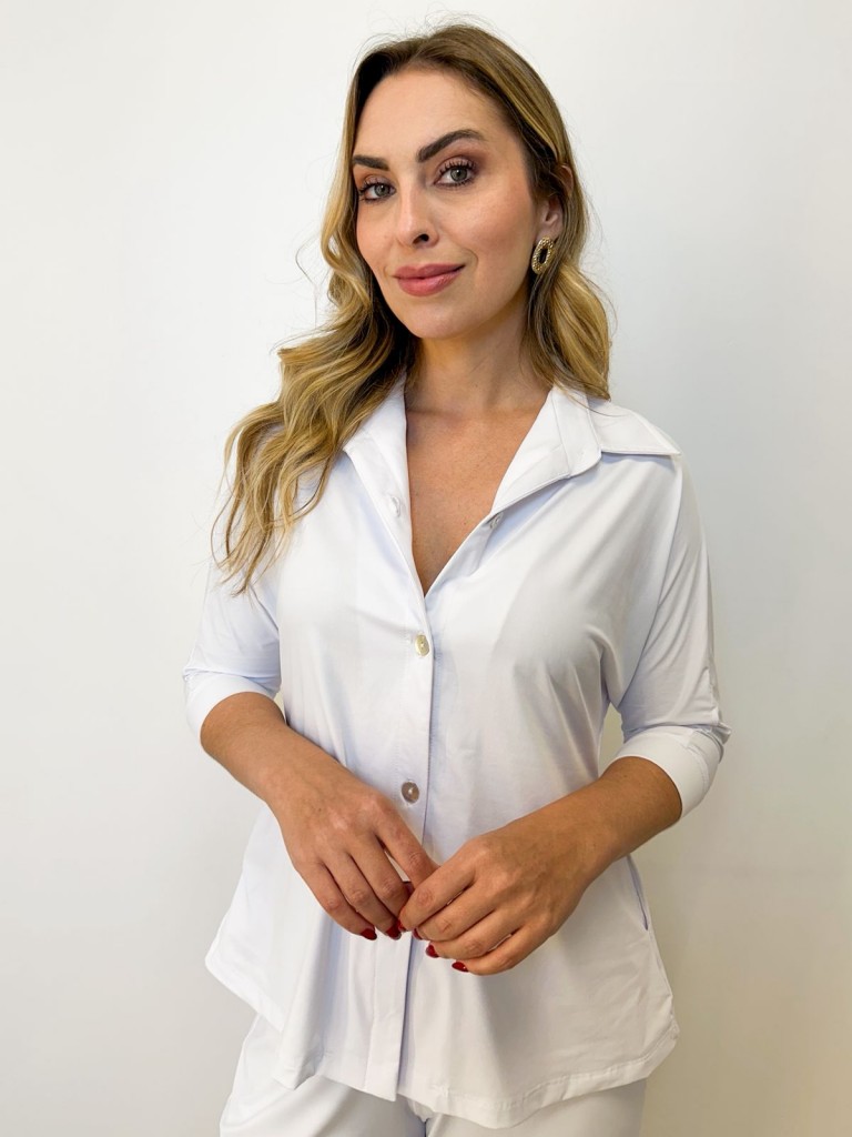 camisa fluity rosa trapézio off-white