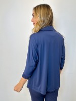 camisa fluity rosa trapézio marinho