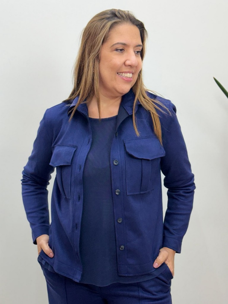 camisa drica suede marinho