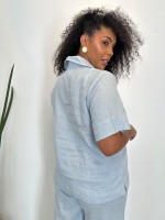 CAMISA LUIZA em LINHO azul bebê