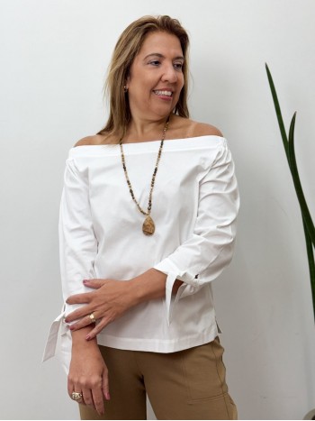 CAMISA TRICOLINE OMBRO FERNANDA OFF-WHITE