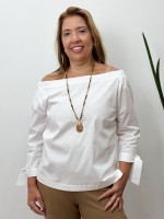 CAMISA TRICOLINE OMBRO FERNANDA OFF-WHITE
