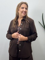 CAMISA HELENA malha levemente encorpada marrom café