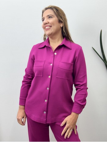 CAMISA HELENA malha levemente encorpada fúcsia