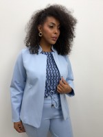 Casaco Carol Malha Encorpada azul bebê
