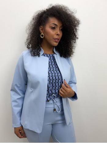 Casaco Carol Malha Encorpada azul bebê